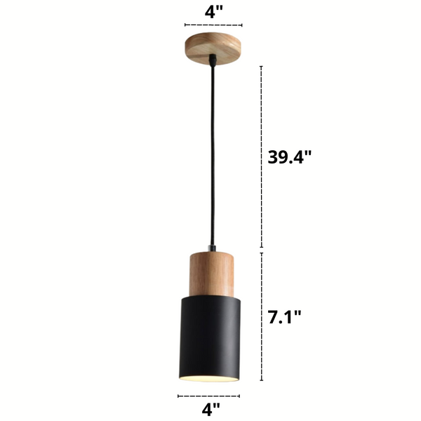 Abmessungen der nordischen Designer-Pendelleuchte mit Holzfuß