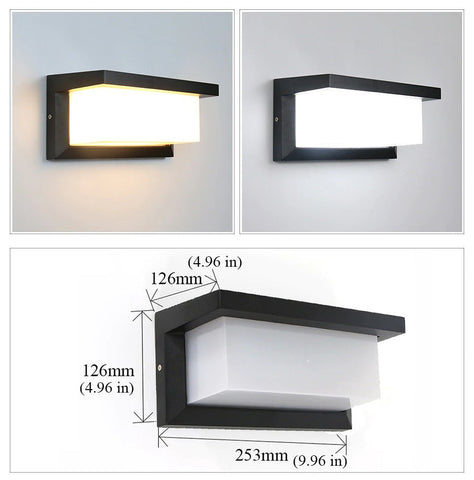 Abmessungen der horizontalen LED-Außenwandleuchte