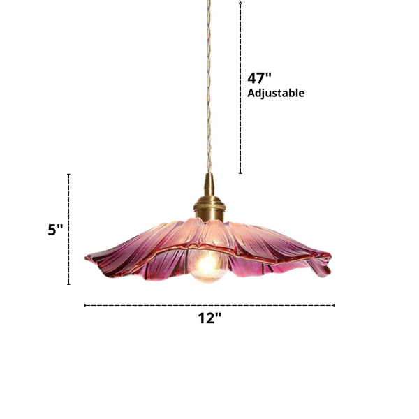 Abmessungen der japanischen Glas-Pendelleuchte mit Fliederblütenmuster