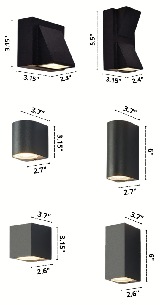 Abmessungen der LED-Außenwandleuchten