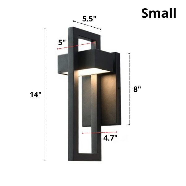 Abmessungen der kleinen modernen LED-Wandleuchte von Sawyer