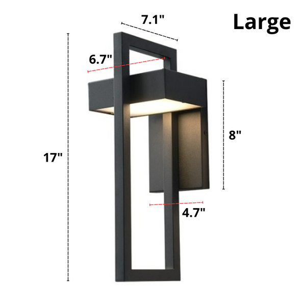 Abmessungen der großen modernen Sawyer LED-Wandleuchte